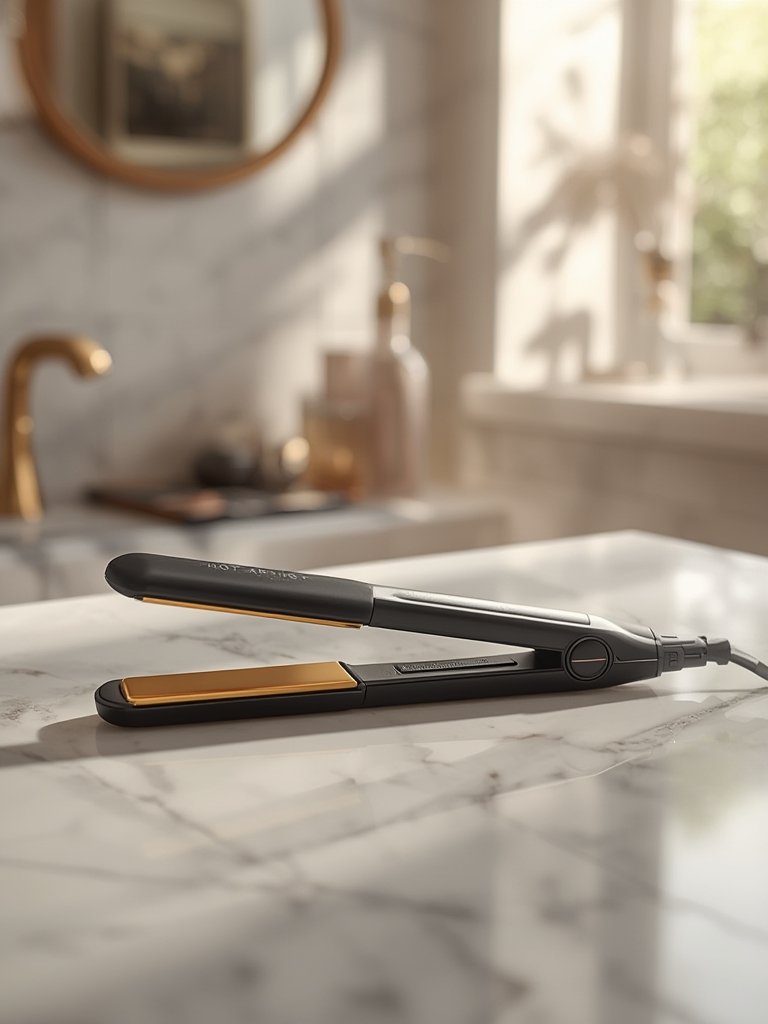 black gold ionic flat iron details