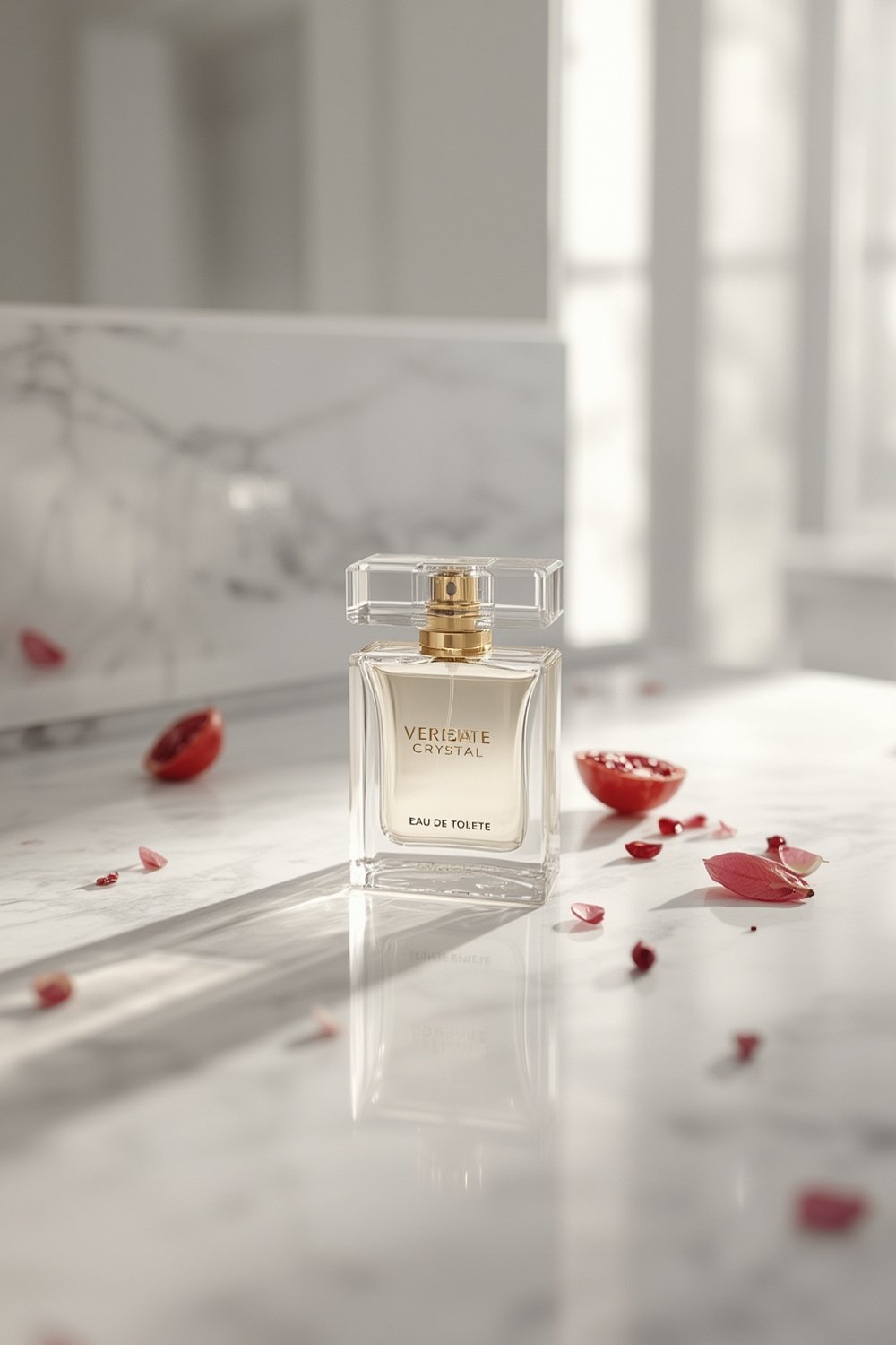 Versace Bright Crystal Eau de Toilette bottle with pink jewel cap